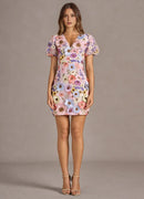 AABEI DRESS Formal Wear Dresses Short Prom Dress Sheath V Neck puff sleeves 3D Floral Hot Sale Exquisite Homecoming Dress