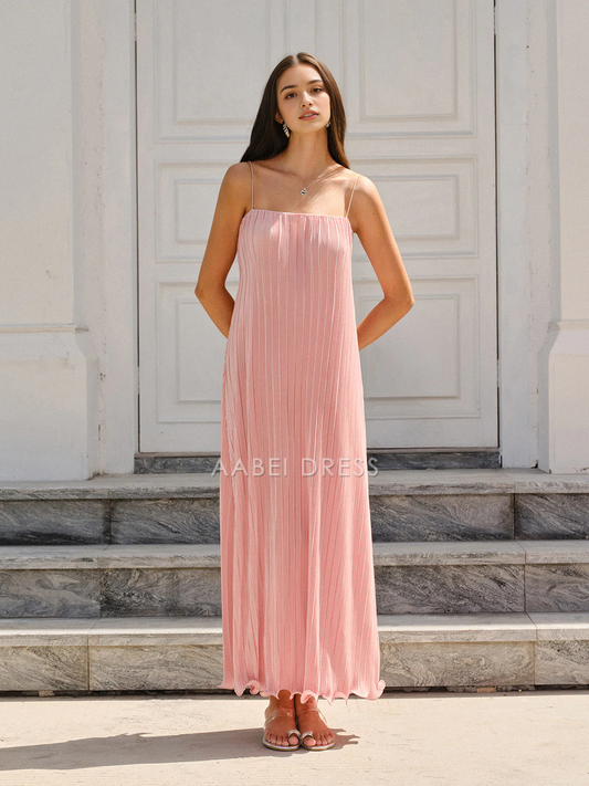 AABEI DRESS Formal Wear Dresses Straight Dress Spaghetti Strapped Vertical Pleated Fashion Hot Sale Prom Dress