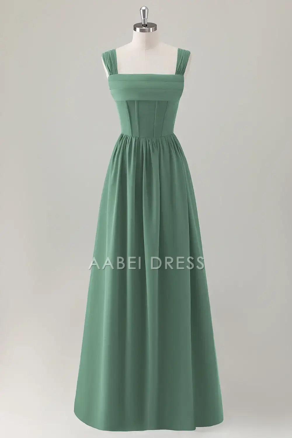 AABEI DRESS Formal Women's Dresses A-Line Square Neck Pleated Corset Lace Up Back Elegant Long Prom Dress
