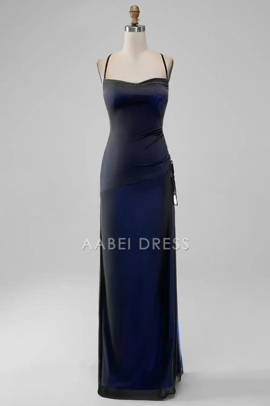AABEI DRESS Formal Women's Dresses Charming Sheath Spaghetti Straps Backless Side Fork Floor Length Sexy Prom Dress