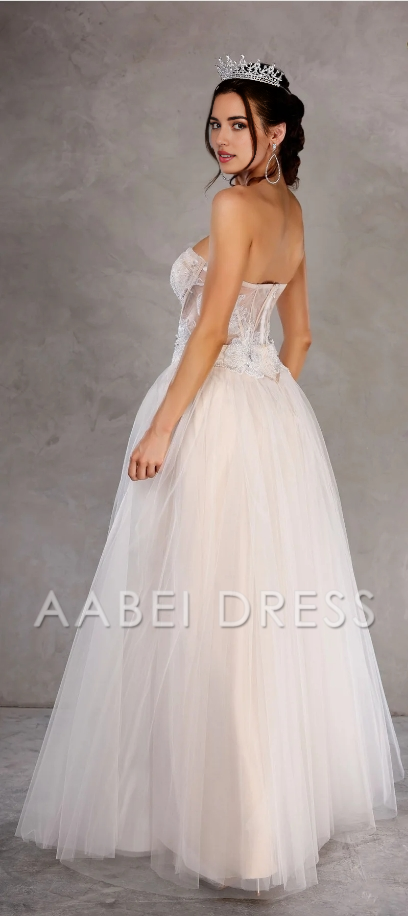 AABEI DRESS Gorgeous A-line Strapless Sweetheart Neckline Corset Lace Applique Fashion Wedding Dress