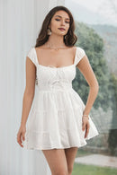 AABEI DRESS New Homecoming Dress Simple A-Line Cap Sleeves Lace up Bow Cute Short Graduation Dress