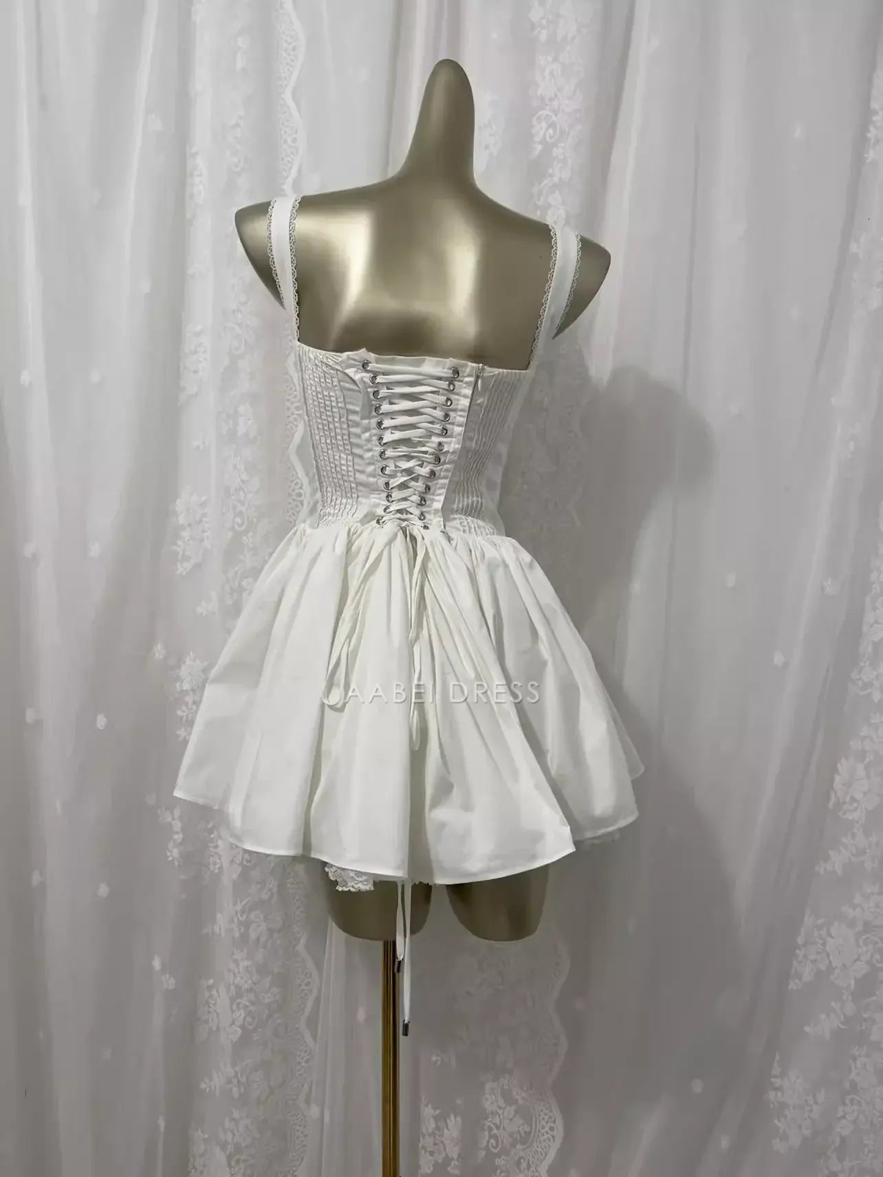 AABEI DRESS Short Prom Dress A line Wide Shoulder Straps Sweetheart Neckline Lace Splicing Cute Hot Sale Homecoming Dress