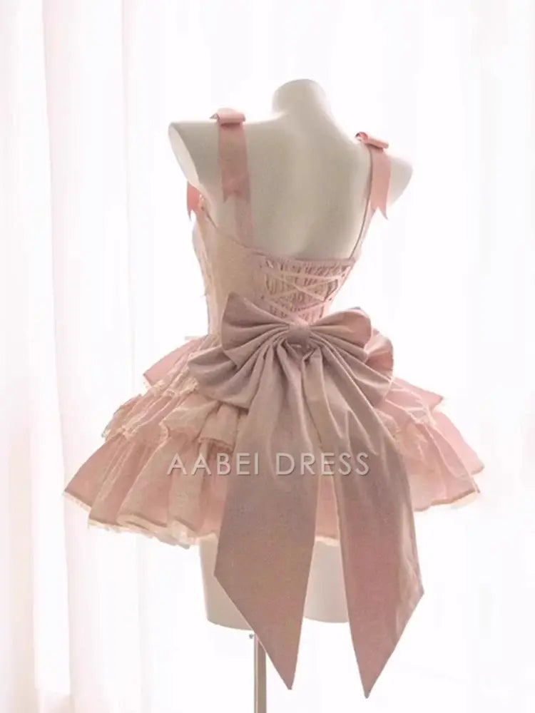 AABEI DRESS Short Prom Dress Cute Straps Sweetheart Neckline Sleeveless Bow Birthday Dresses Hot Sale Homecoming Dress