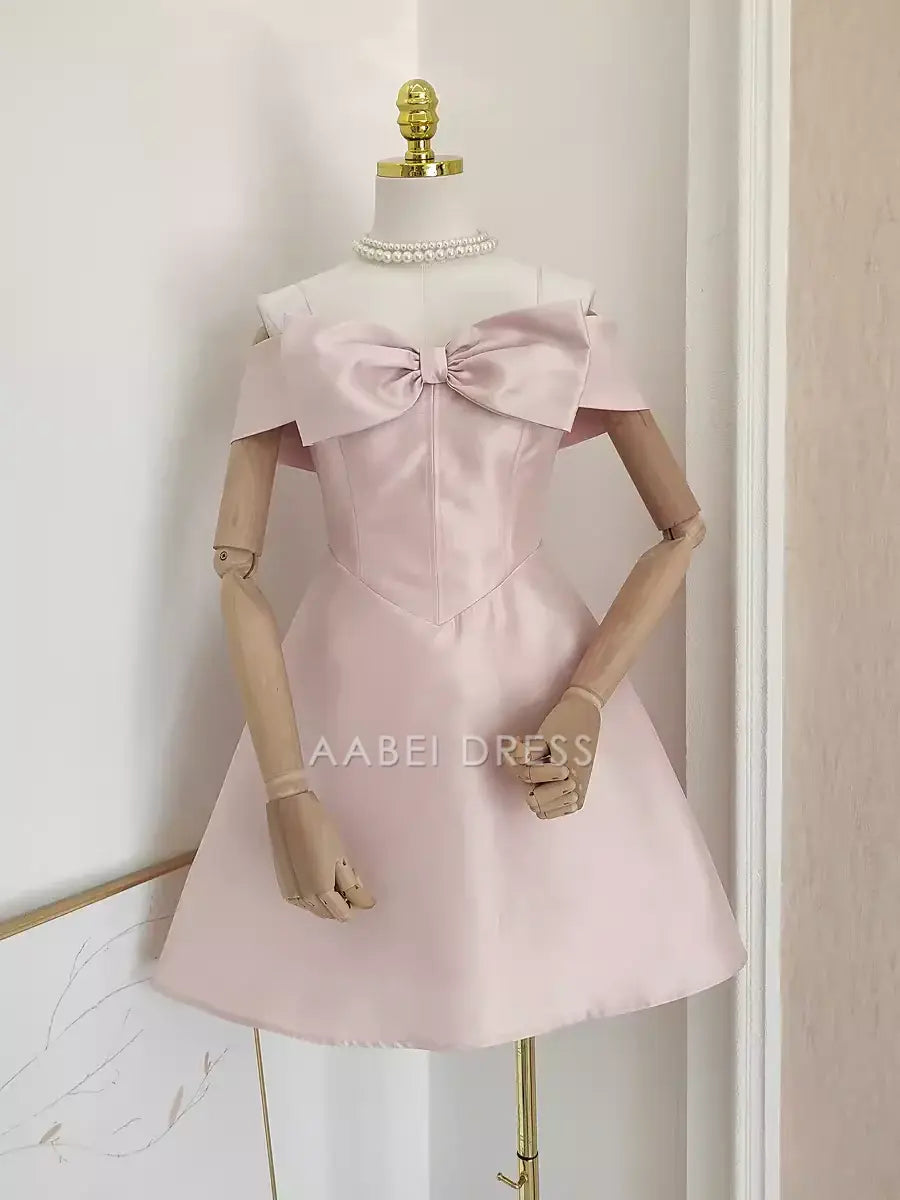 AABEI DRESS Short Prom Dress Elegant A Line Spaghetti Strap Off Shoulder Bow Neckline Cute Hot Sale Homecoming Dress