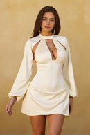 AABEI DRESS Short Prom Dress Sheath High Neck Long Sleeves with Cutouts Backless Sexy Mini Dresses Hot Sale Homecoming Dress