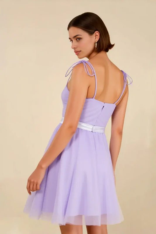 AABEI DRESS Short Prom Dress Sparkle A-Line Spaghetti Straps Sweetheart Neckline Ribbon Ruched Charming Hot Sale Homecoming Dress