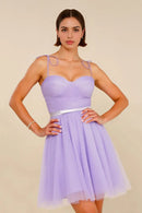 AABEI DRESS Short Prom Dress Sparkle A-Line Spaghetti Straps Sweetheart Neckline Ribbon Ruched Charming Hot Sale Homecoming Dress