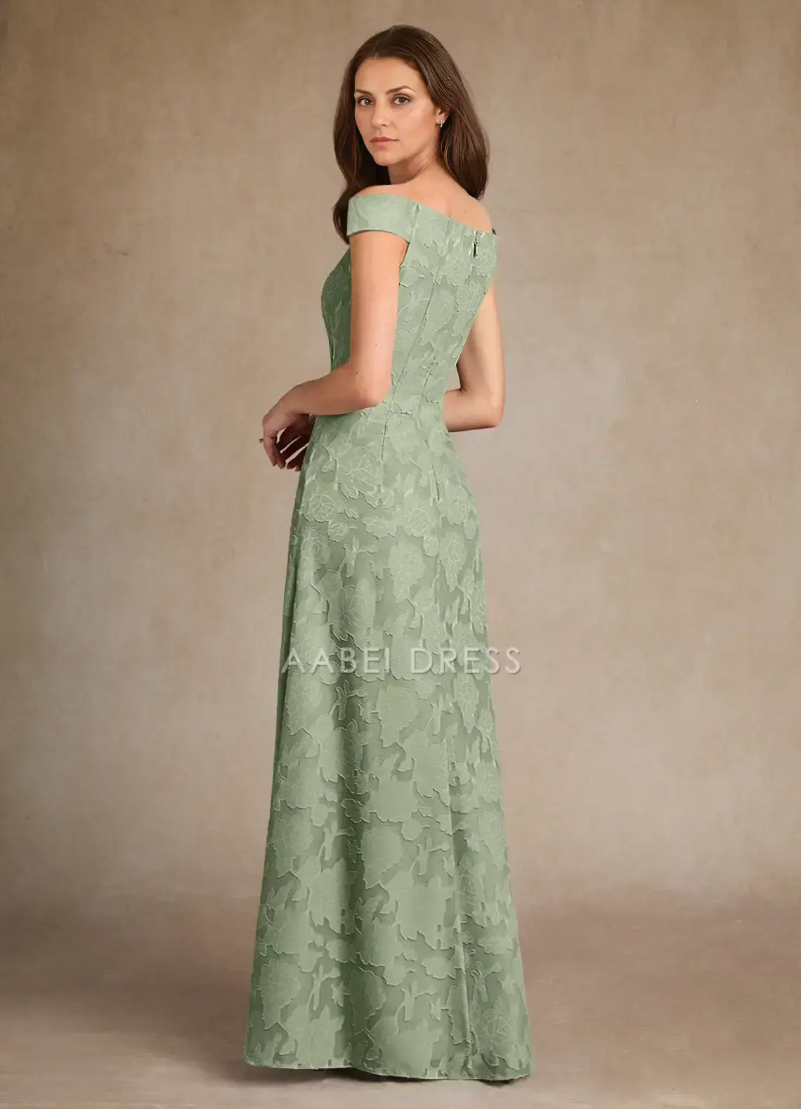 AABEI DRESS Wedding Guests Dresses A-Line Boat Neck Cold Shoulder Sleeve Lace Floral Exquisite Mother of the Bride Dress