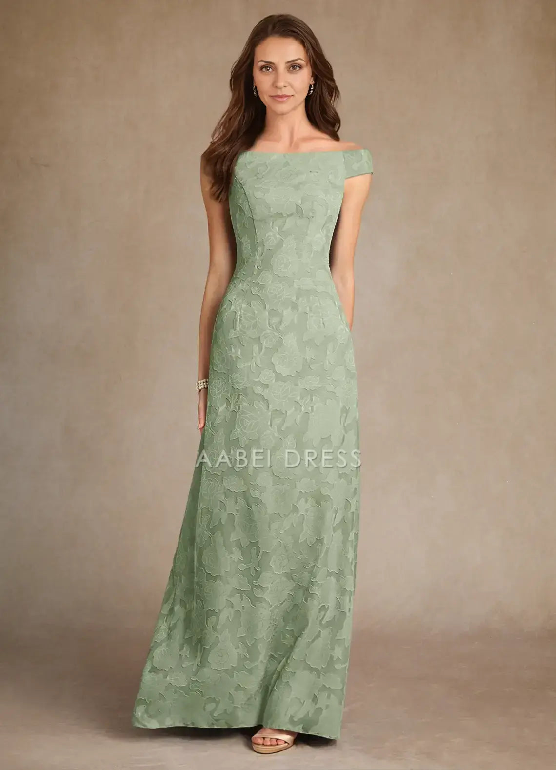 AABEI DRESS Wedding Guests Dresses A-Line Boat Neck Cold Shoulder Sleeve Lace Floral Exquisite Mother of the Bride Dress