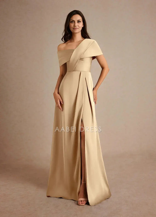 AABEI DRESS Wedding Guests Dresses Beautiful A-Line One Shoulder Pleated Leg Slit Elegant Mother of the Bride Dress
