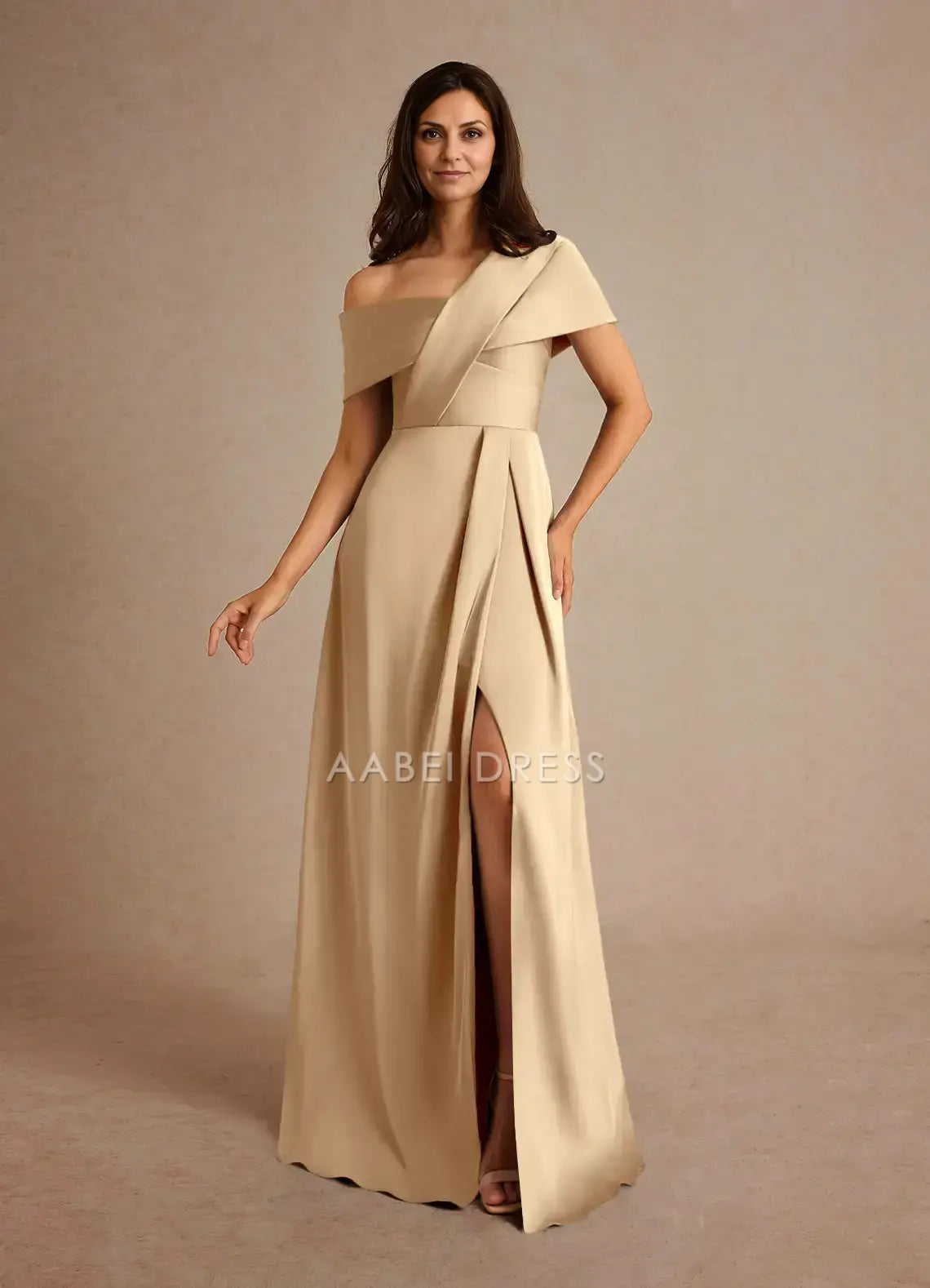 AABEI DRESS Wedding Guests Dresses Beautiful A-Line One Shoulder Pleated Leg Slit Elegant Mother of the Bride Dress