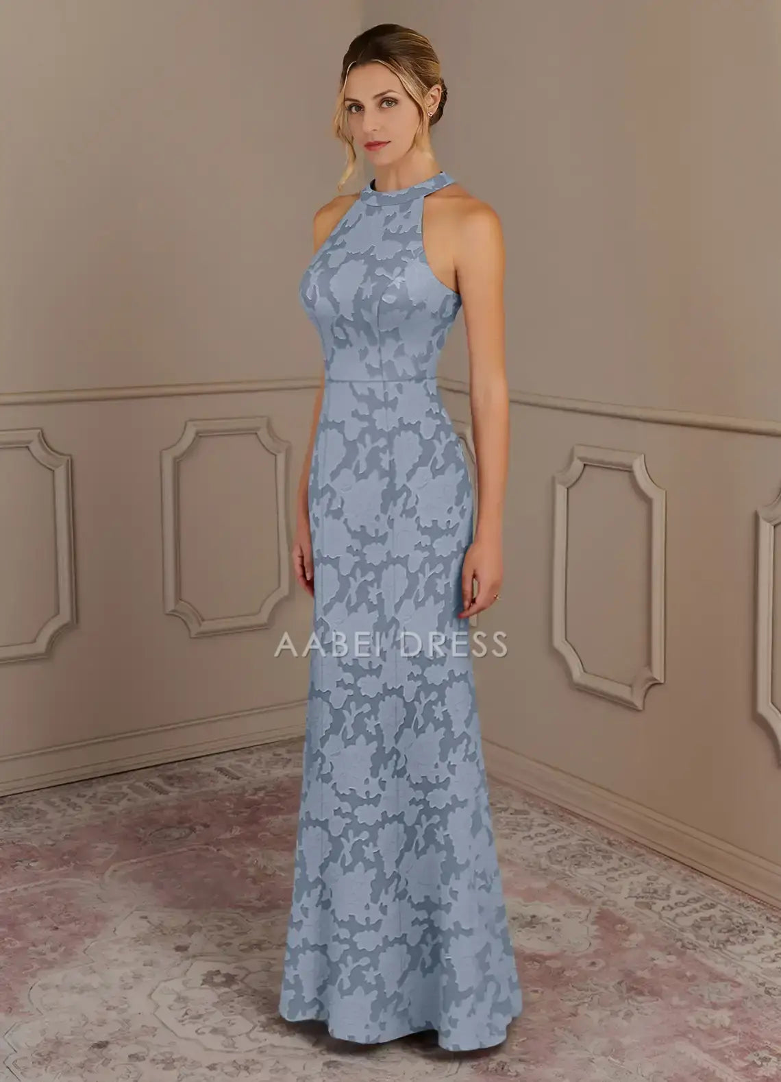 AABEI DRESS Wedding Guests Dresses Charming Mermaid Halter Sleeveless Lace Floral Burnout Exquisite Mother of the Bride Dress
