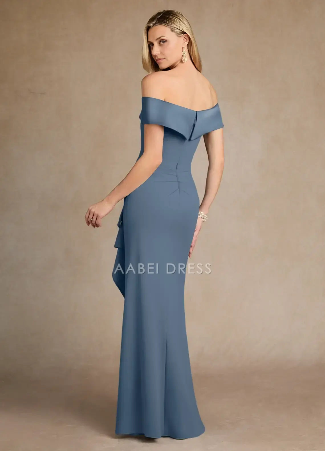 AABEI DRESS Wedding Guests Dresses Charming Mermaid Off-The-Shoulder Cold Shoulder Sleeve Cascading Ruffles Elegant Mother of the Bride Dress