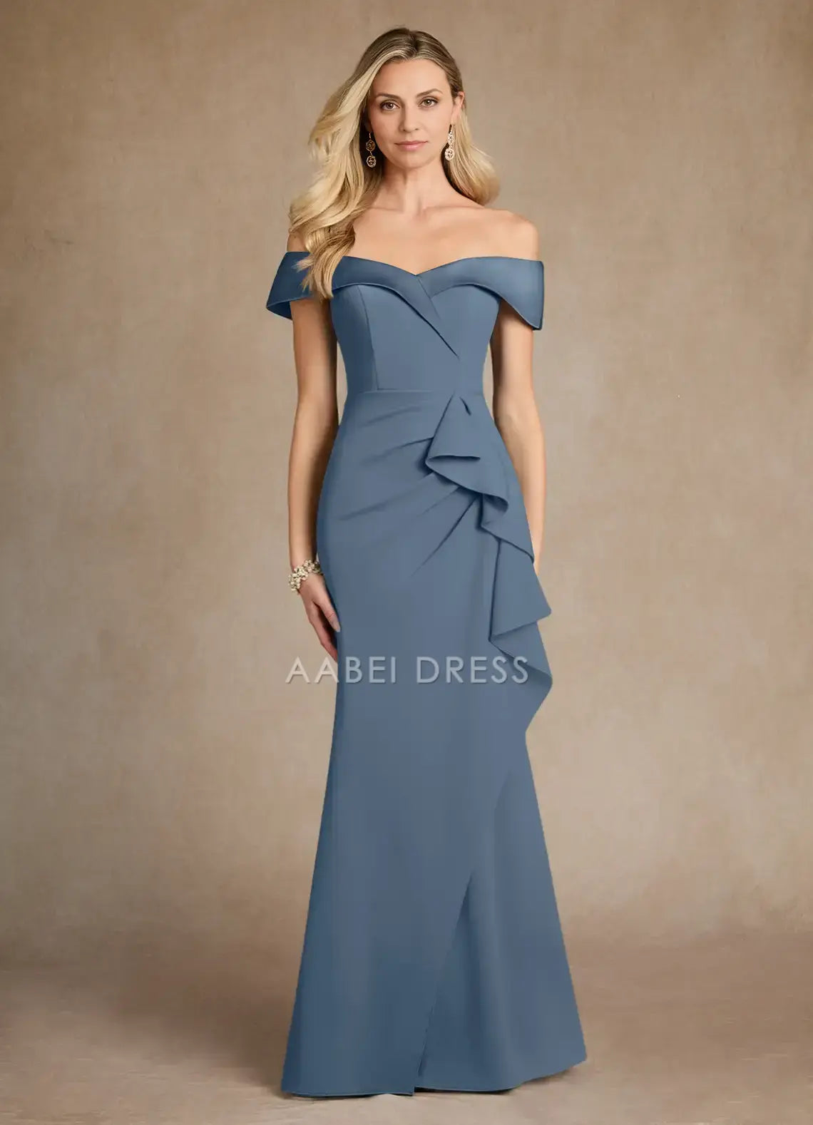 AABEI DRESS Wedding Guests Dresses Charming Mermaid Off-The-Shoulder Cold Shoulder Sleeve Cascading Ruffles Elegant Mother of the Bride Dress