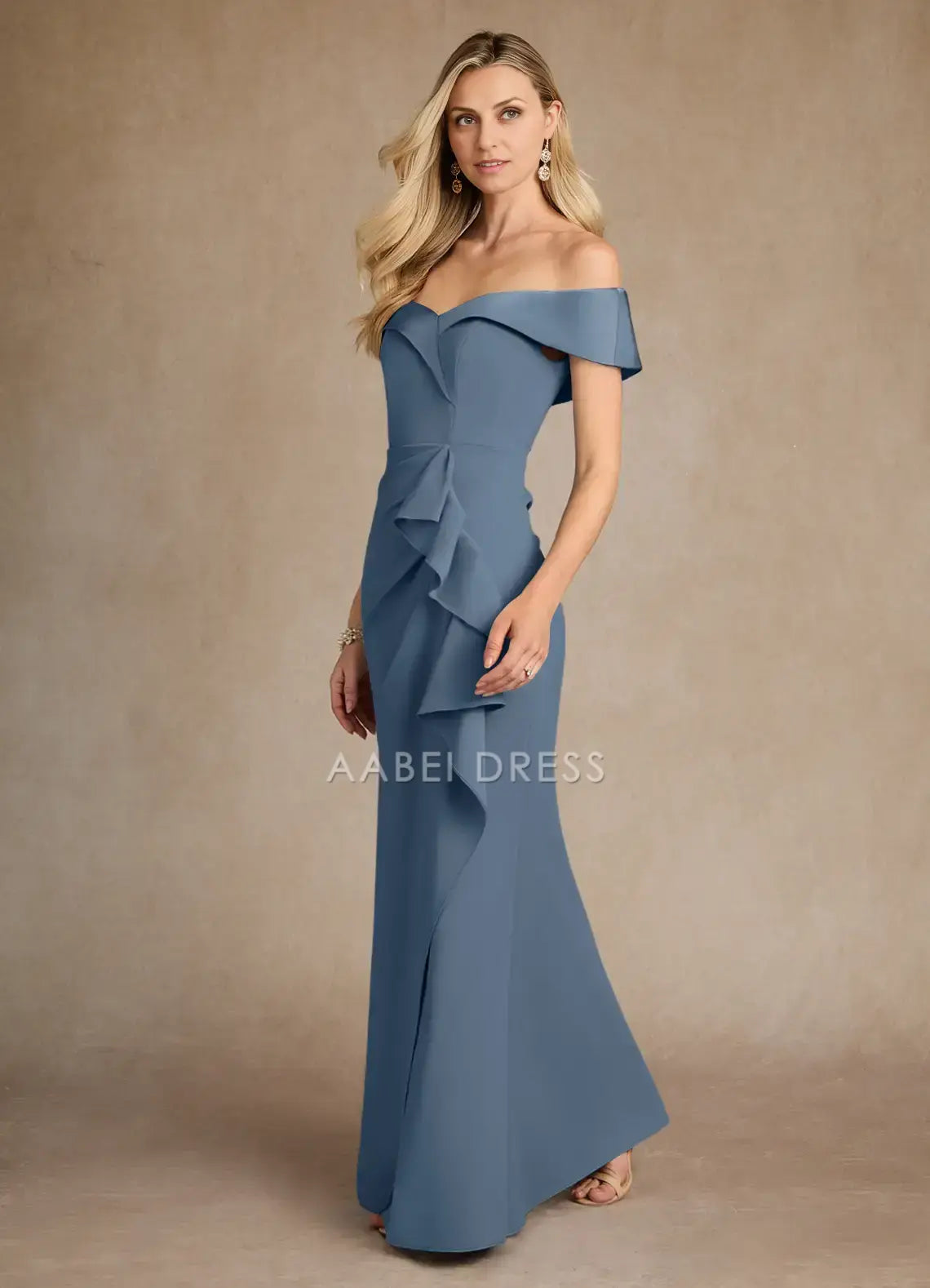 AABEI DRESS Wedding Guests Dresses Charming Mermaid Off-The-Shoulder Cold Shoulder Sleeve Cascading Ruffles Elegant Mother of the Bride Dress