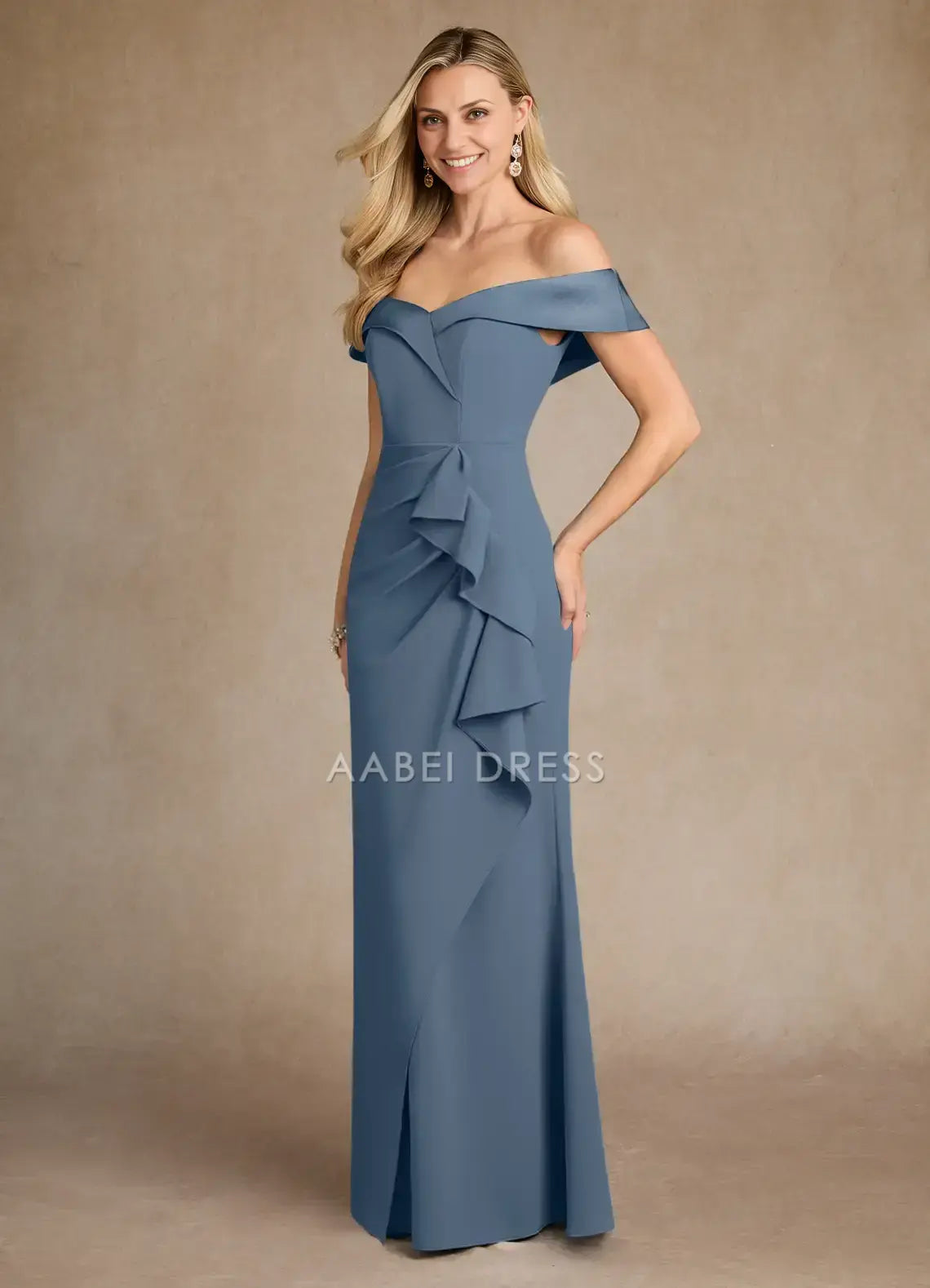 AABEI DRESS Wedding Guests Dresses Charming Mermaid Off-The-Shoulder Cold Shoulder Sleeve Cascading Ruffles Elegant Mother of the Bride Dress