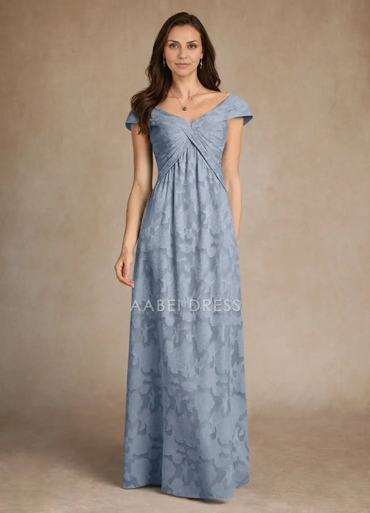 AABEI DRESS Wedding Guests Dresses Floral A-Line V Neck Cap Sleeves Pleated Elegant Mother of the Bride Dress
