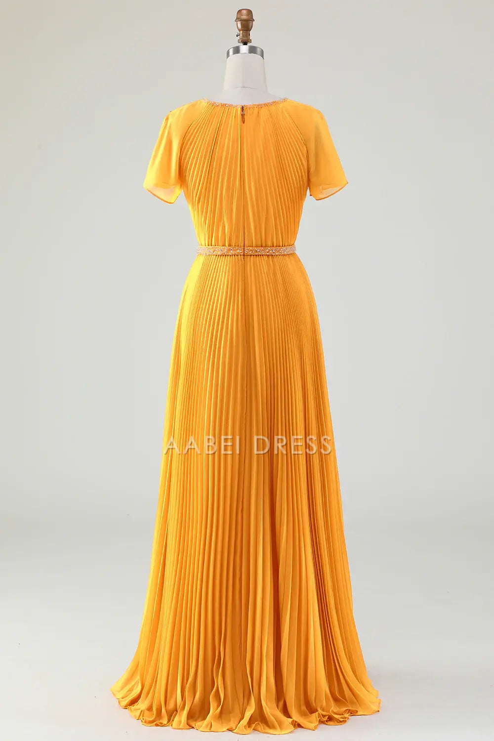 AABEI DRESS Wedding Guests Dresses Mom's Formal Dress A-Line Round Neck Flutter Short Sleeves Beadwork Pleated Dress Unique Elegant Mother of the Bride Dress
