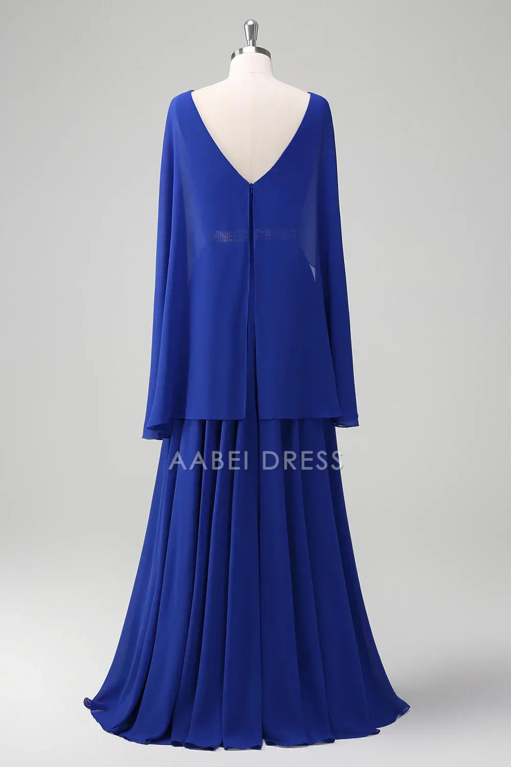 AABEI DRESS Wedding Guests Dresses Mom's Formal Dress A Line V-Neck Pleated Chiffon V Back Flutter Sleeves with Rhinestone Belt Elegant Long Mother of the Bride Dress