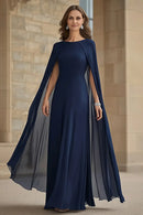 AABEI DRESS Wedding Guests Dresses Mom's Formal Dress Charming Chiffon Mermaid Boat Collar with Cape Elegant Long Mother of the Bride Dress