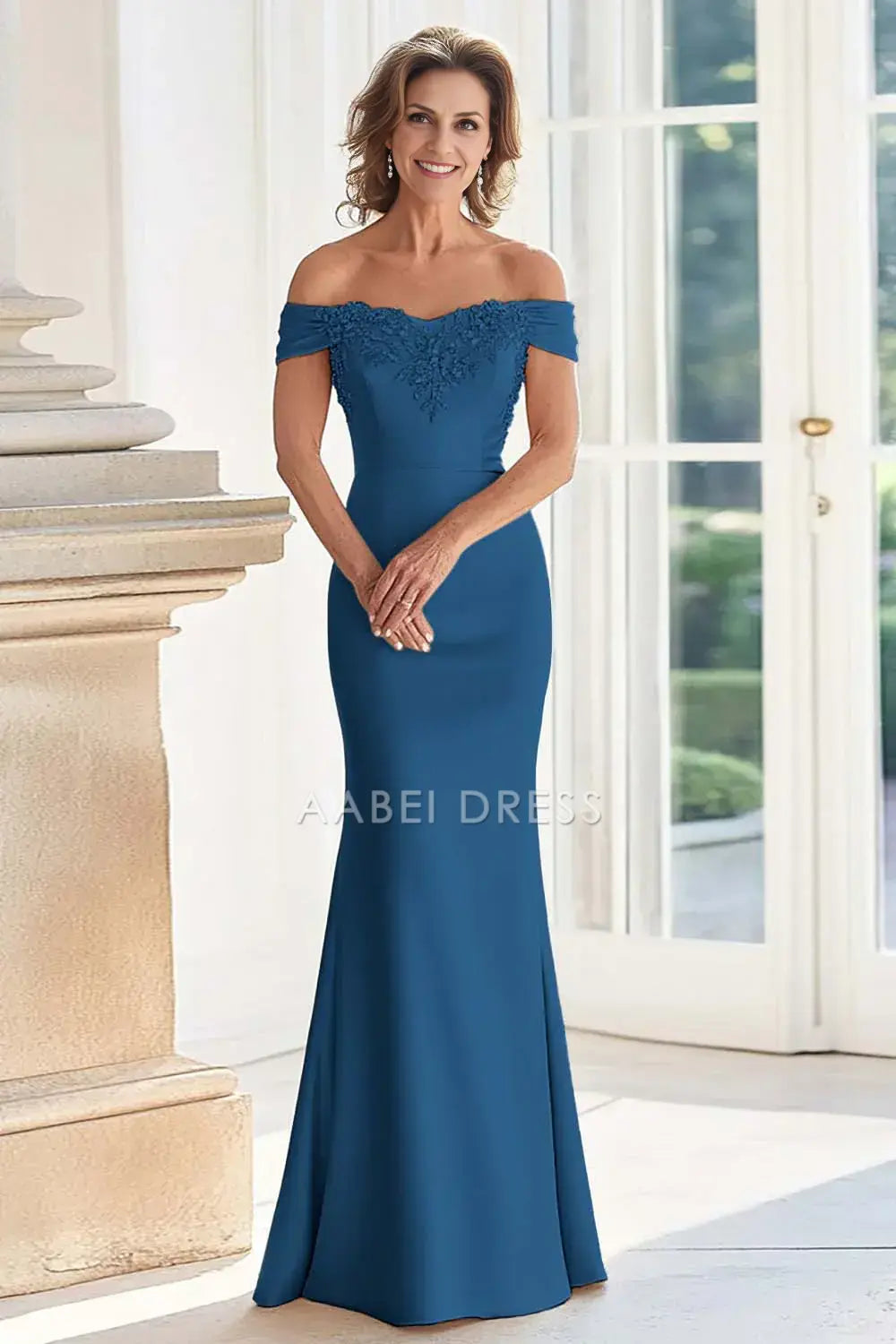 AABEI DRESS Wedding Guests Dresses Mom's Formal Dress Mermaid Off the Shoulder Sweetheart Neckline with Appliques Elegant Long Mother of the Bride Dress