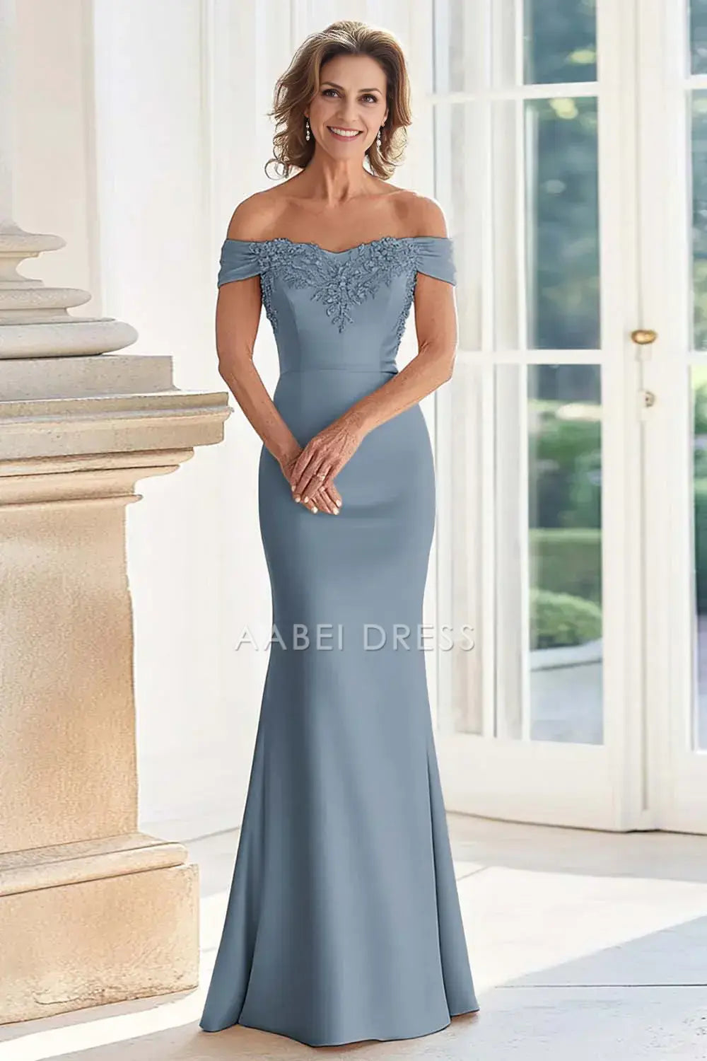 AABEI DRESS Wedding Guests Dresses Mom's Formal Dress Mermaid Off the Shoulder Sweetheart Neckline with Appliques Elegant Long Mother of the Bride Dress