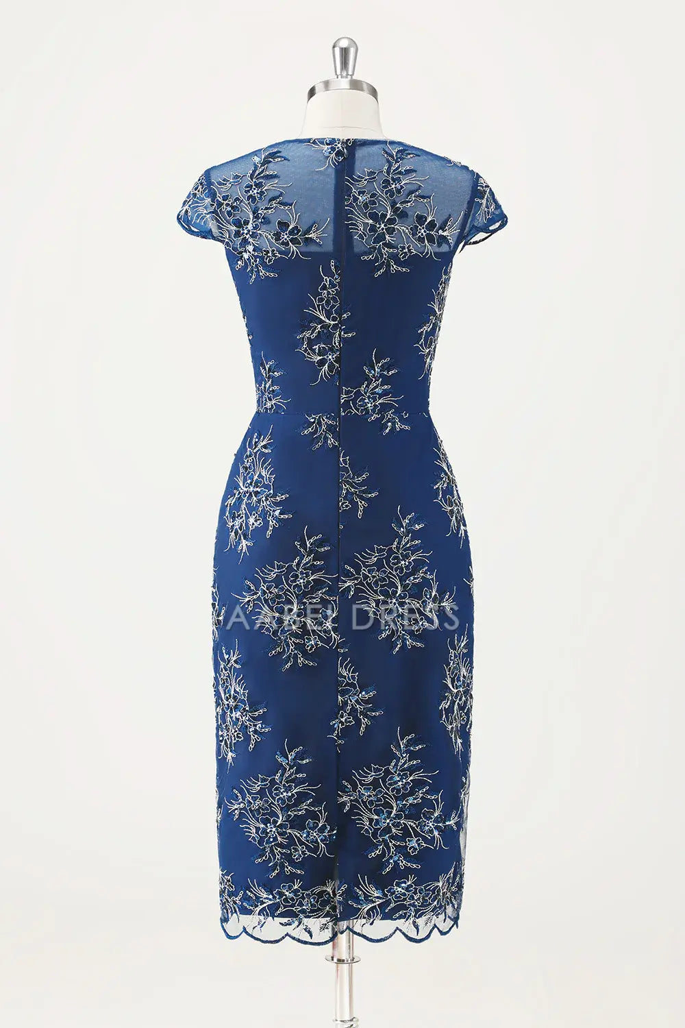 AABEI DRESS Wedding Guests Dresses Mom's Formal Dress Sheath Applique Round Neck Cap Sleeve with Cloak Two-Piece Set Tea-Length Exquisite Mother of the Bride Dress