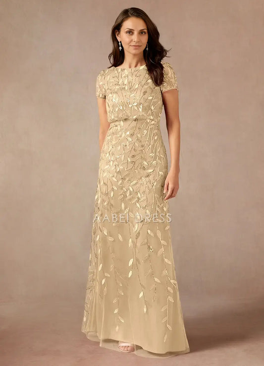 AABEI DRESS Wedding Guests Dresses Sequins A-Line Boat Neck Short Sleeves Sparkle Elegant Mother of the Bride Dress