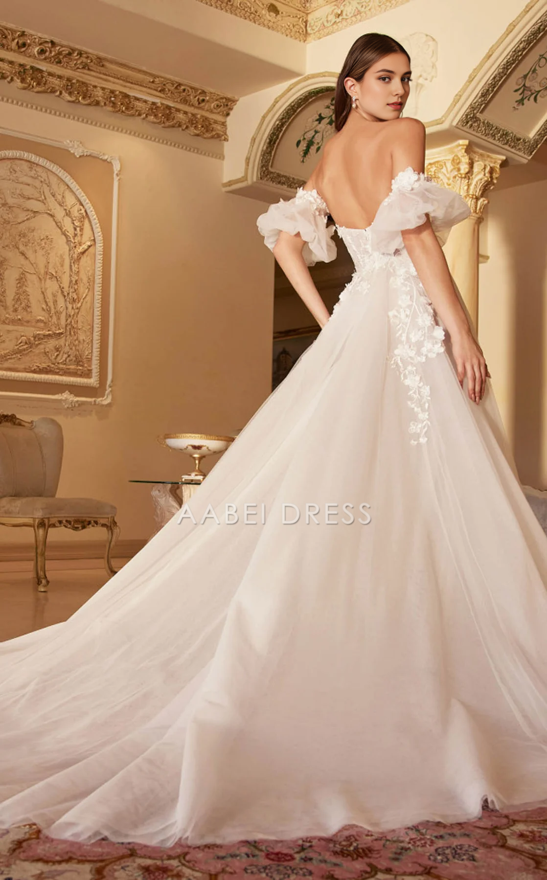 AABEI DRESS Beautiful A Line Strapless Sweetheart Removable Sleeves Backless Elegant Wedding Dress