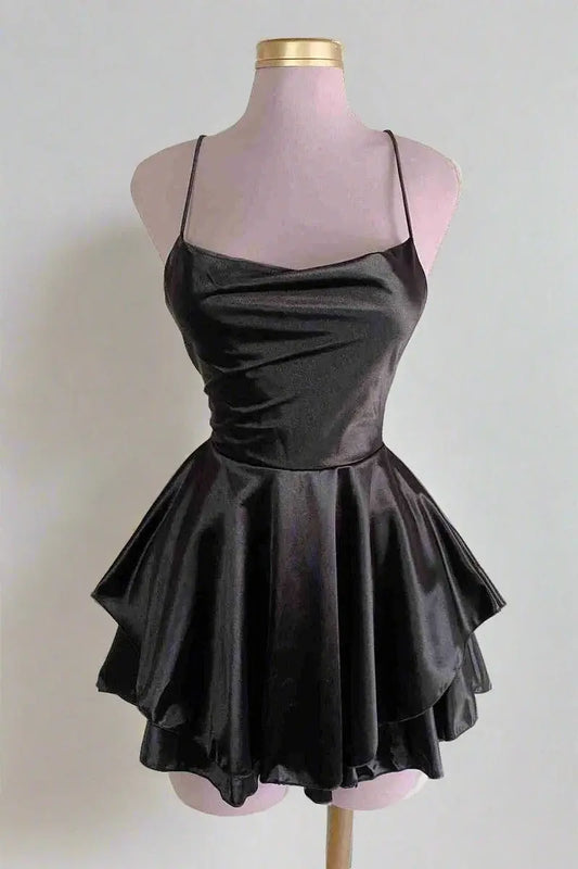 AABEI DRESS Charming A-Line Spaghetti Strap Lace-Up Backless Simple Sexy Short Party Dress Hot Sale Short Homecoming Dress