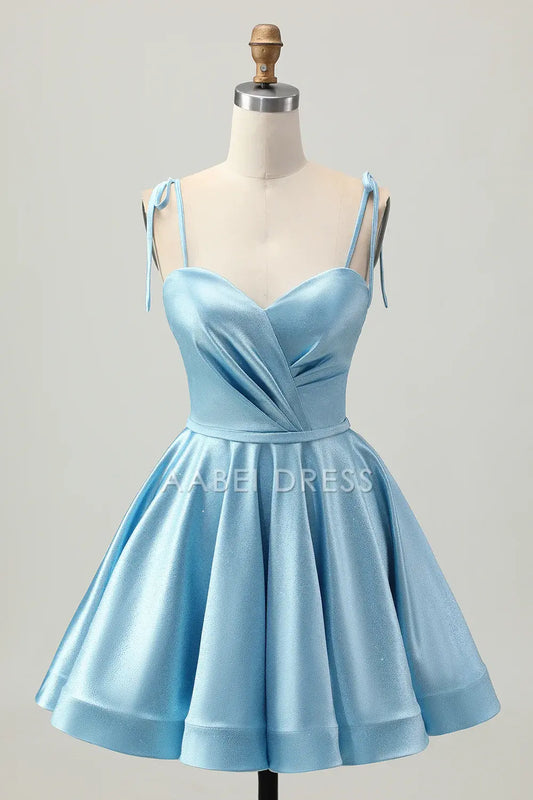 AABEI DRESS For Women Short Prom Dress A Line Spaghetti Straps Sweetheart Neckline Ruched Sparkle Dress Affordable Hot Sale Homecoming Dress