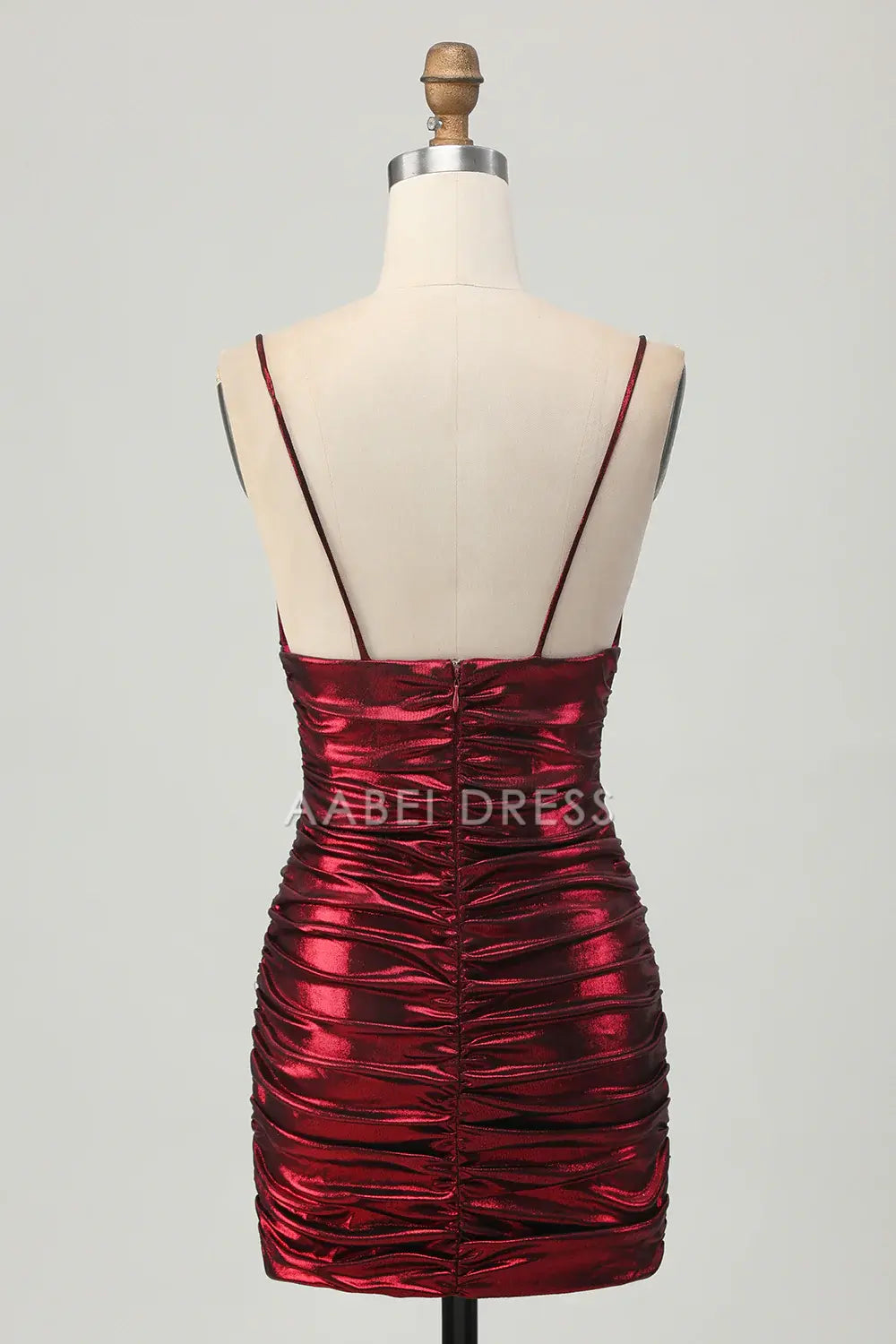 AABEI DRESS For Women Short Prom Dress Burgundy Sheath V Neck Spaghetti Strap Pleated Charming Sexy Dress Affordable Hot Sale Homecoming Dress