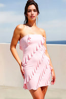 AABEI DRESS For Women Short Prom Dress Chic Sheath Strapless Tiers Ruffles Fashion Hot Sale Homecoming Dress