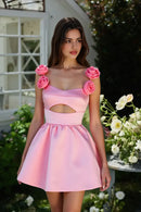 AABEI DRESS For Women Short Prom Dress Cute A-Line 3D Flowers Shoulder Straps Hollow Backless Romantic Hot Sale Homecoming Dress