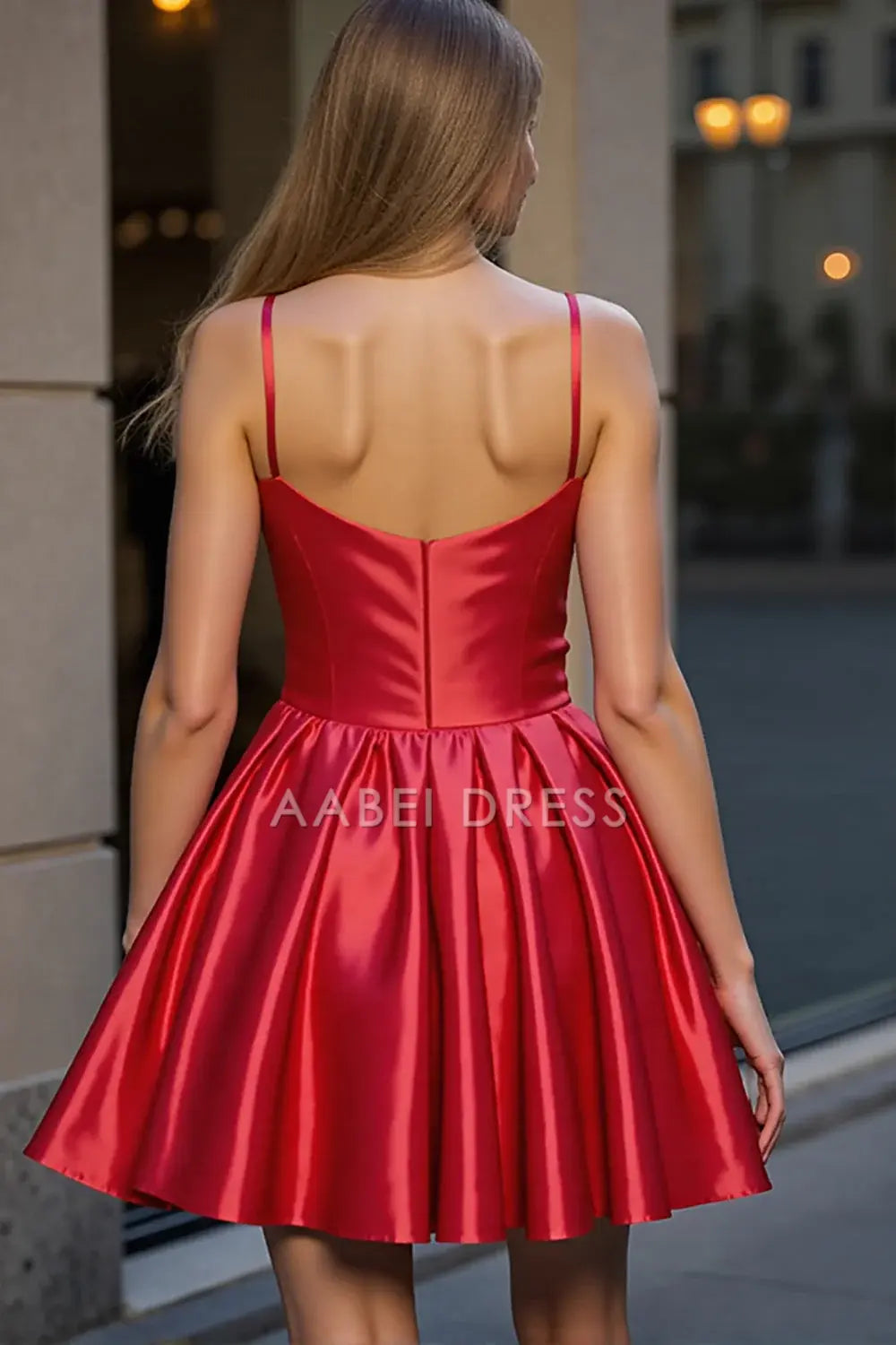 AABEI DRESS For Women Short Prom Dress Elegant Red A Line Spaghetti Straps Sweetheart Neckline Simple Dress Affordable Hot Sale Homecoming Dress