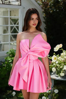 AABEI DRESS For Women Short Prom Dress Exquisite A-Line Strapless Bowknot Ruched Chic Hot Sale Homecoming Dress