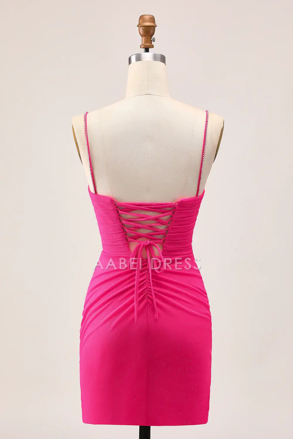 AABEI DRESS For Women Short Prom Dress Sheath Spaghetti Strap Bow V Neck Pleated Backless With Slit Sparkle Dress Affordable Hot Sale Homecoming Dress