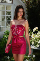 AABEI DRESS For Women Short Prom Dress Sparkle Sheath Spaghetti Straps Beaded Sequin Hollow Out With Bow Chic Mini Dresses Hot Sale Homecoming Dress