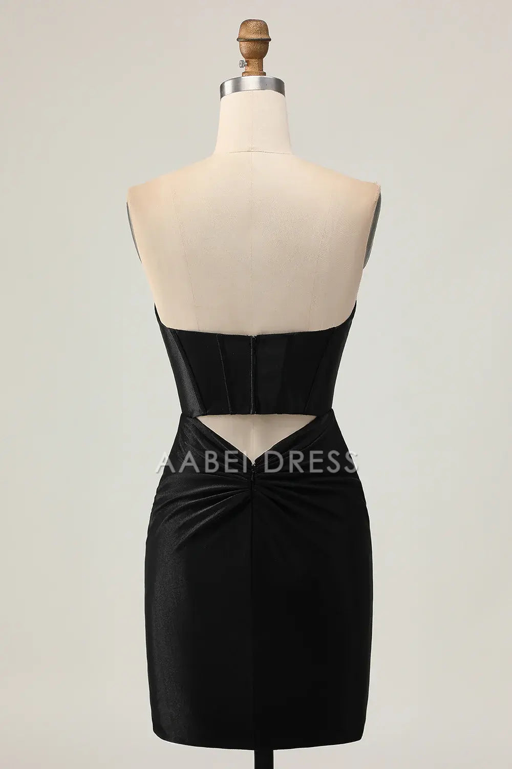 AABEI DRESS For Women Short Prom Dress Sparkly Black Sheath Strapless Low-Cut With Beading Backless Keyhole Chic Dress Affordable Hot Sale Homecoming Dress