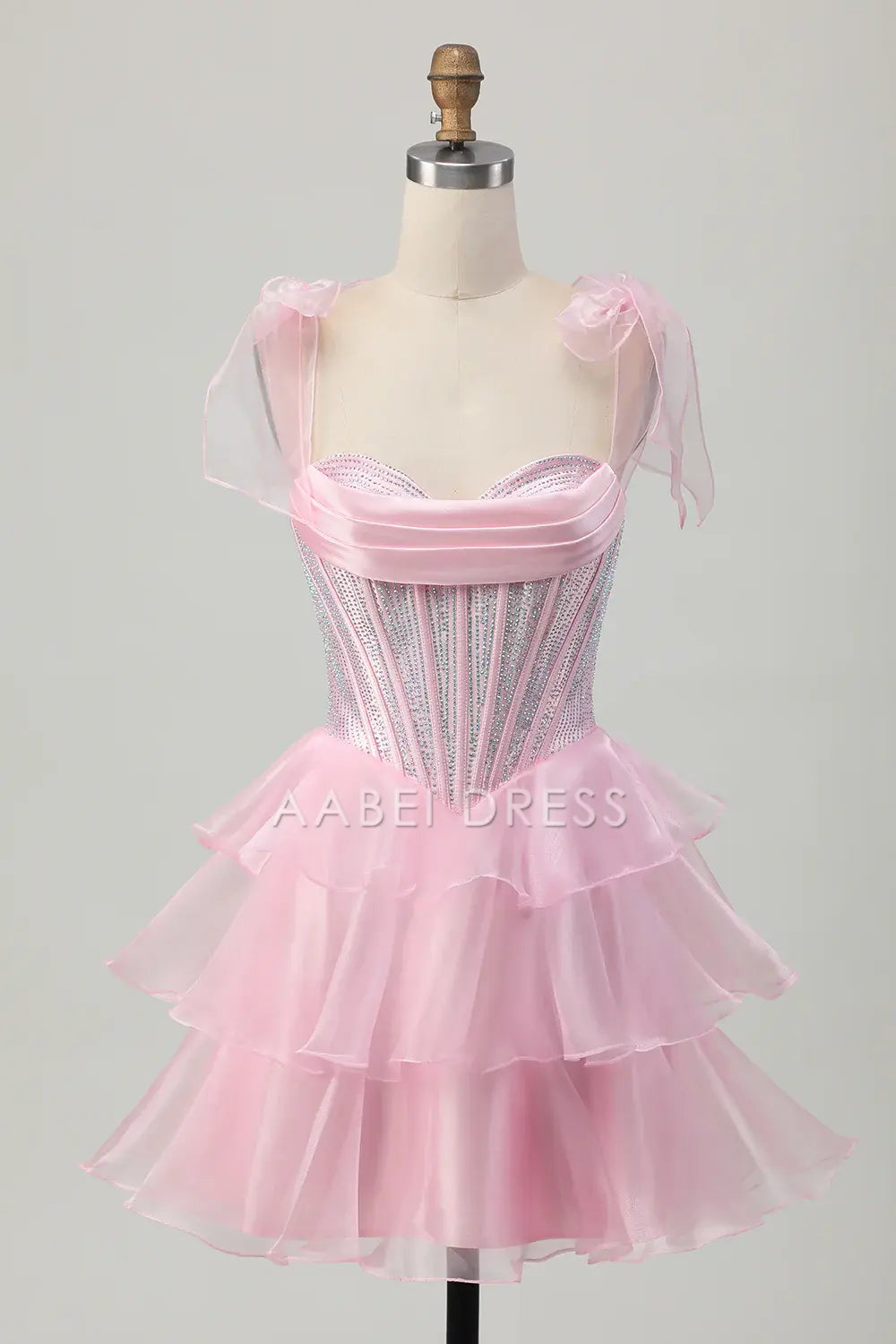 AABEI DRESS For Women Short Prom Dress Sparkly Pink A Line Sweetheart Neckline With Beading Ruched Tiered Ruched Dress Affordable Hot Sale Homecoming Dress