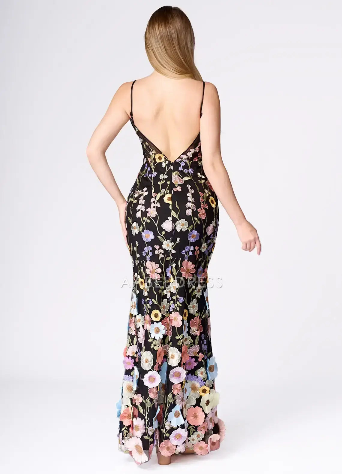 AABEI DRESS Formal Wear Dresses Exquisite 3D Floral Mermaid V Neck Spaghetti Strap Backless High Thigh Slit Charming Party Dress Hot Sale Prom Dress