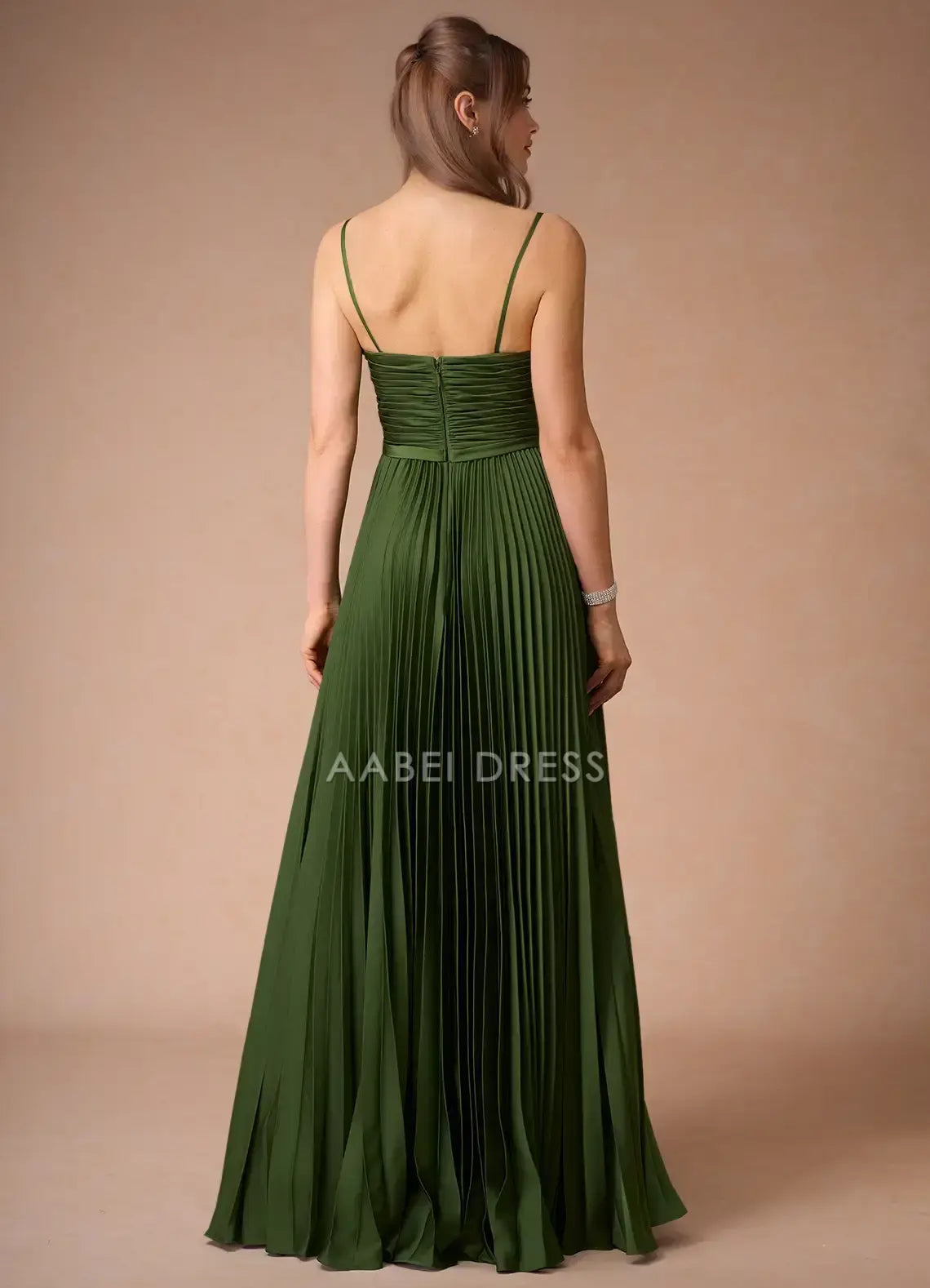 AABEI DRESS Formal Wear Dresses Exquisite A Line Sweetheart Neckline keyhole Spaghetti Strap Pleated Dress Exquisite Party Dress Hot Sale Prom Dress