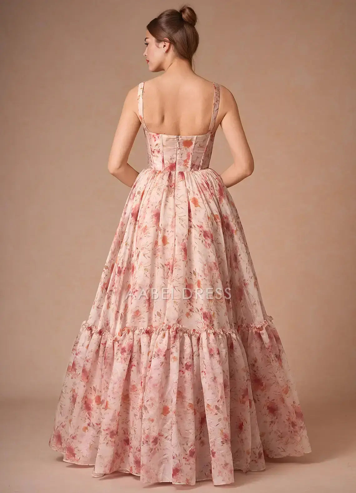 AABEI DRESS Formal Wear Dresses Floral Print A Line Sweetheart Neckline Wide Shoulder Straps Pleated Bodice Romantic Charming Party Dress Hot Sale Prom Dress