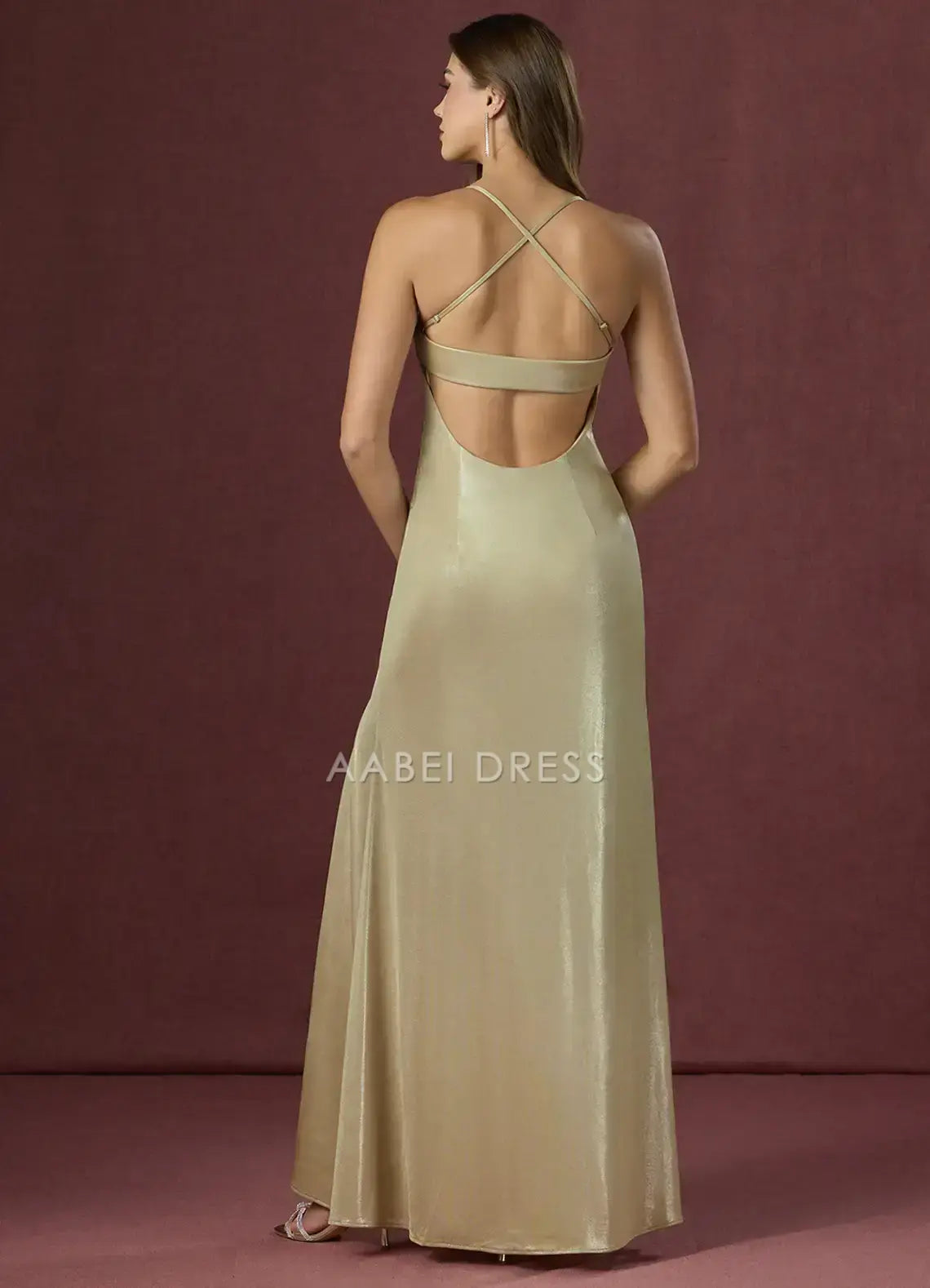 AABEI DRESS Formal Wear Dresses Mermaid Pleated Bodice Spaghetti Strap Backless Side Fork Charming Party Dress Hot Sale Prom Dress