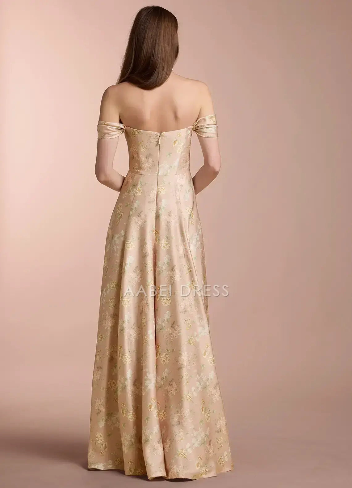 AABEI DRESS Formal Wear Dresses Retro Printing A Line Off Shoulder Sweetheart Neckline Ruched Elegant Party Dress Hot Sale Prom Dress