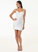 AABEI DRESS Formal Wear Dresses Short Prom Dress Fashion Sheath Scoop Neck Lace up Spaghetti Strap 3D Floral Exquisite Hot Sale Homecoming Dress