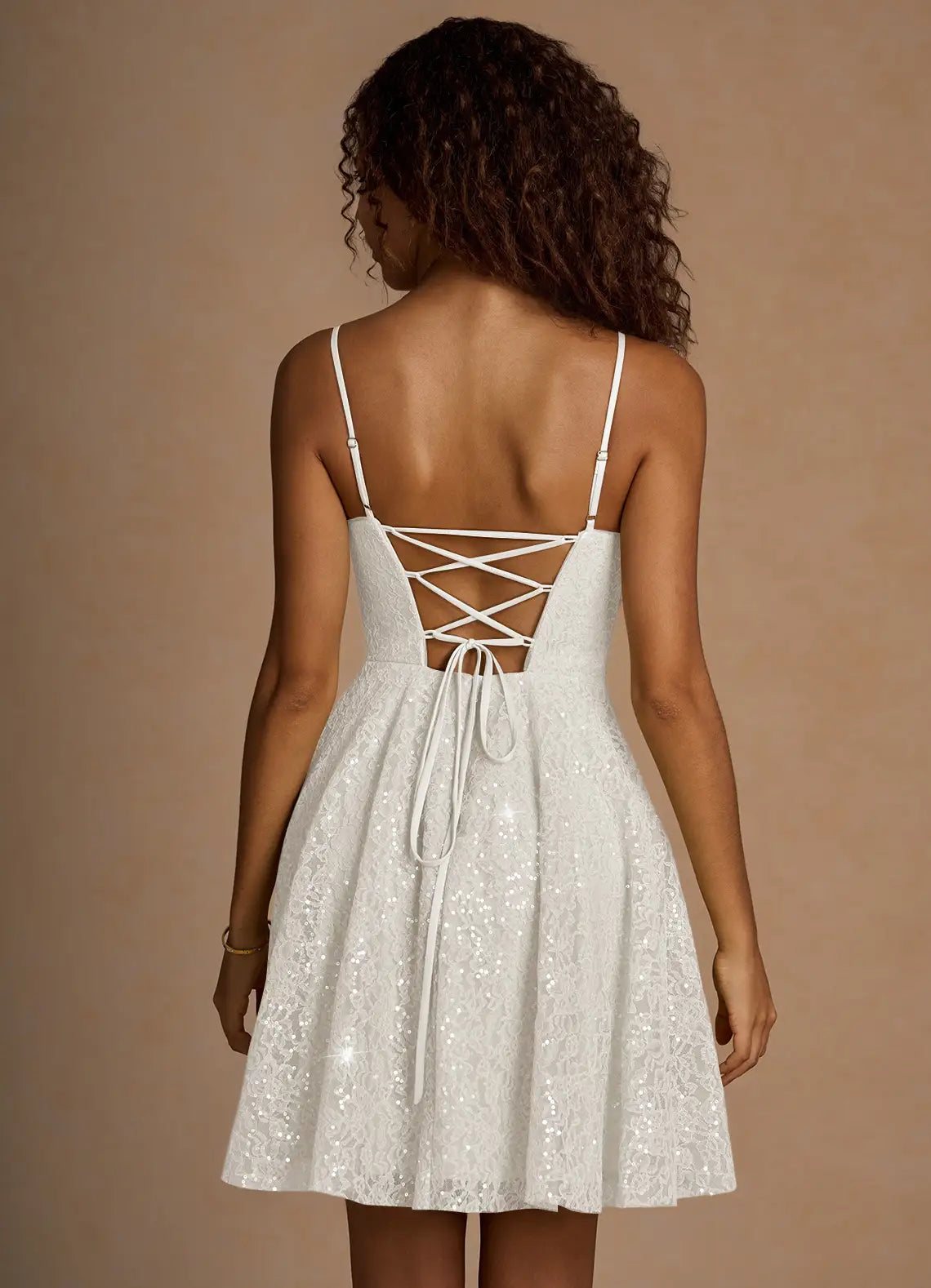 AABEI DRESS Formal Wear Dresses Short Prom Dress Sequin A Line Spaghetti Strap Backless Charming Dress Sparkle Hot Sale Homecoming Dress