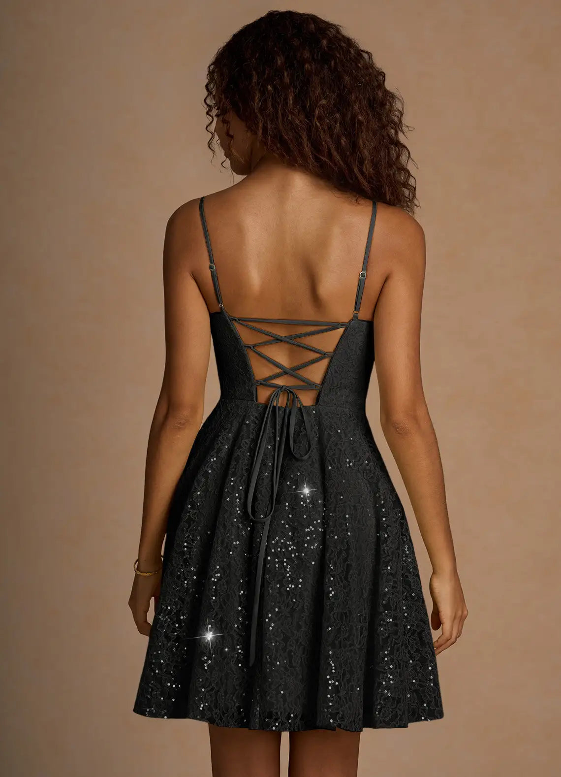 AABEI DRESS Formal Wear Dresses Short Prom Dress Sequin A Line Spaghetti Strap Backless Sexy Dress Sparkle Hot Sale Homecoming Dress