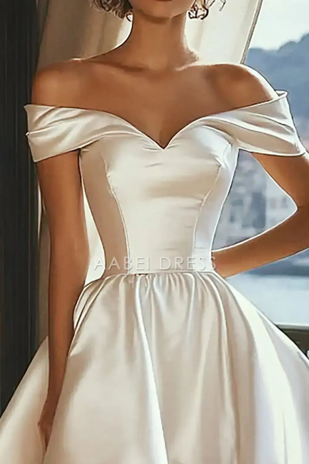 AABEI DRESS Formal Wear Dresses Unique A Line Off The Shoulder Sweetheart Hi-Lo Asymmetrical Ruched Fashion Wedding Dress